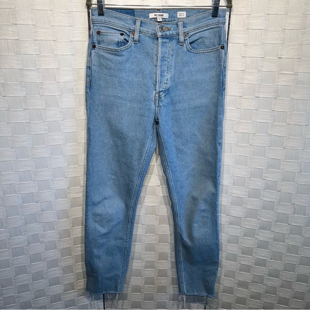 Re/Done Women’s 90’s High Rise Ankle Crop Denim Jeans‎ Size 28 Distressed Hem - Picture 2 of 11